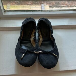 TOD'S suede ballet flats navy blue